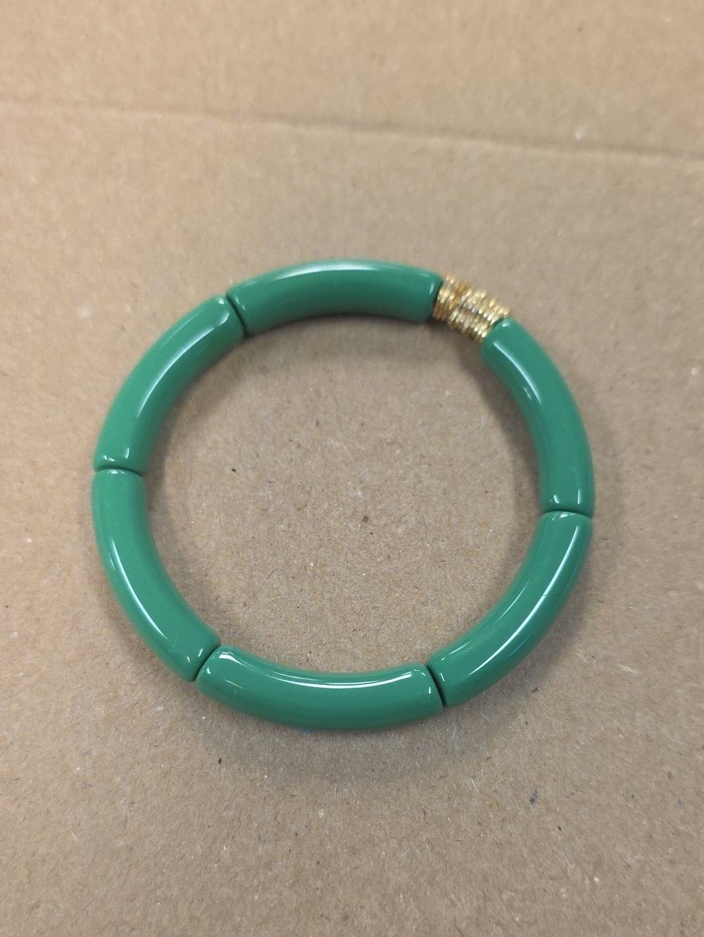 Green Beaded Tube Stretch Bracelet - Women Jewelry